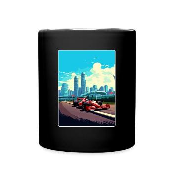 Affiche de voyage de course de sport automobile sur le circuit de Singapour - Mug uni - noir - Devant