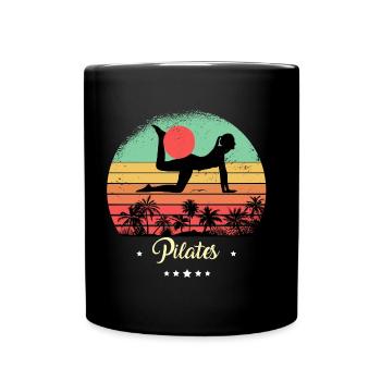 Pilates Yoga Vintage Rétro Sunset Sports - Mug uni - noir - Devant