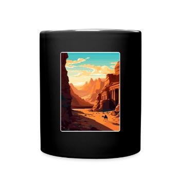 Petra Jordan Affiche de voyage Souvenir Carte Postale Peinture - Mug uni - noir - Devant