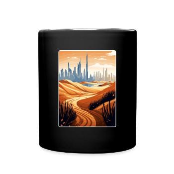 Dubai United Arab Emirates Travel Poster Souvenir - Full Colour Mug - black - Front