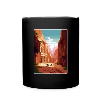 Petra Jordan Affiche de voyage Souvenir Carte Postale Peinture - Mug uni - noir - Devant