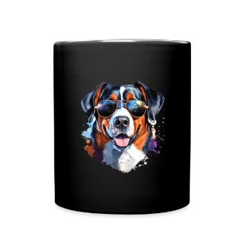 Entlebucher with sunglasses - Full Colour Mug - black - Front