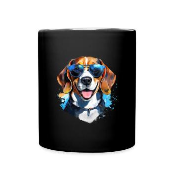 Beagle with sunglasses - Full Colour Mug - black - Front