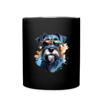 Schnauzer with sunglasses - Full Colour Mug - black - Front