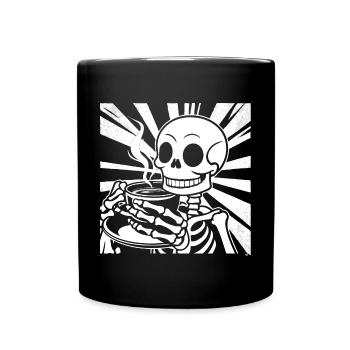 Squelette buvant du café - Mug uni - noir - Devant
