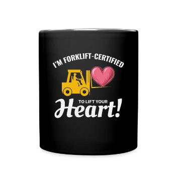 Gabelstaplerfahrer Fahrer Valentinstag Lustig - Tasse einfarbig - Schwarz - Vorne