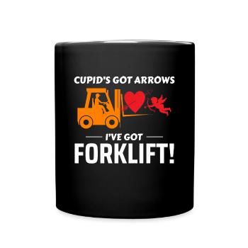Forklift Operator Driver Valentine’s Day Funny - Full Colour Mug - black - Front