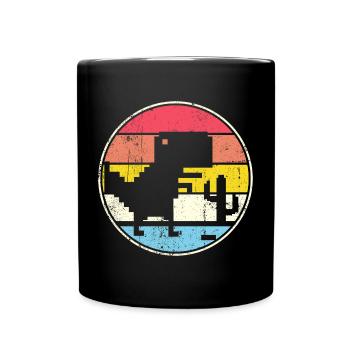 Cercle de coucher de soleil pixel avec silhouette - Mug uni - noir - Devant
