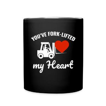 Forklift Operator Driver Valentine’s Day Funny - Full Colour Mug - black - Front