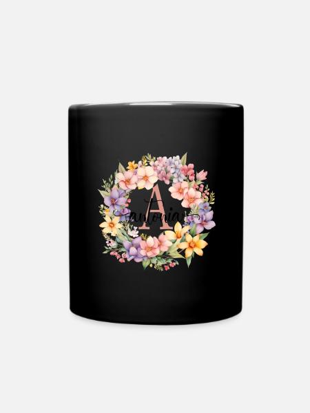 A| Monogram | Name | Antonia | Watercolor | Colorful - Full Colour Mug - black