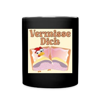 Vermisse Dich - Fernbeziehung - Tasse einfarbig - Schwarz - Vorne