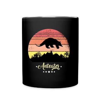 Ameisenbär Bär Vintage Retro Tiere Sonnenuntergang - Tasse einfarbig - Schwarz - Vorne