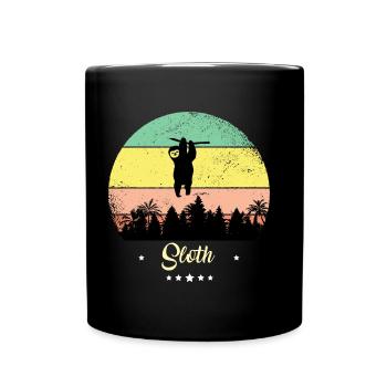 Faultier Vintage Retro Tiere Sonnenuntergang - Tasse einfarbig - Schwarz - Vorne