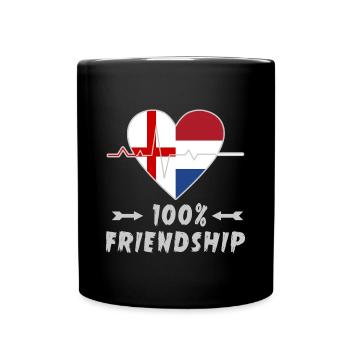 England und Niederlande 100% Freundschaft - Tasse einfarbig - Schwarz - Vorne
