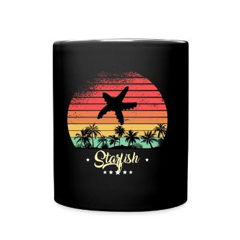 Étoile de mer plongée Vintage Rétro Coucher de soleil - Mug uni - noir - Devant