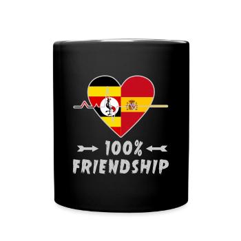 Uganda und Spanien 100% Freundschaft - Tasse einfarbig - Schwarz - Vorne