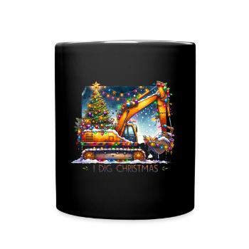 Excavatrice Pelleteuse Bulldozer Noël Cadeau de Noël - Mug uni - noir - Devant