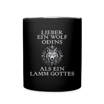 Walhalla Wolf Wölfe Odins Runen Nordischer Kompass - Tasse einfarbig - Schwarz - Vorne