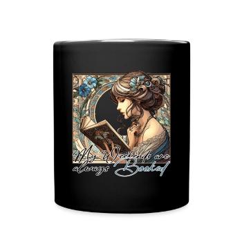 Frau Lesen Wochenenden Buch Bücher Geschenk - Tasse einfarbig - Schwarz - Vorne