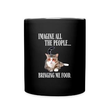 Katze mit Brille - Tasse einfarbig - Schwarz - Vorne