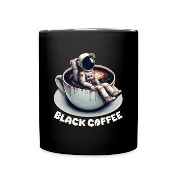 Schwarzer Kaffee Astronaut Tasse Galaxie Geschenk - Tasse einfarbig - Schwarz - Vorne