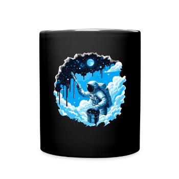 Astronaut malt Sternenhimmel Nacht Geschenk - Tasse einfarbig - Schwarz - Vorne