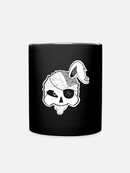 Piraten-Hasenschädel mit Gehirn und Hasenohr - Tasse einfarbig - Schwarz