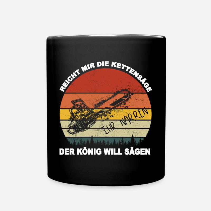 Waldarbeiter Baumfäller reicht mir die Kettensäge - Tasse einfarbig - Schwarz