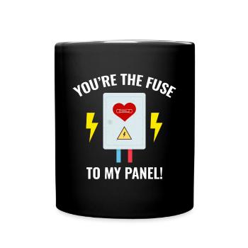 Elektriker Valentine: Du bist die Sicherung für mein Panel - Tasse einfarbig - Schwarz - Vorne