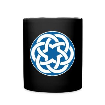 Blauer keltischer Stern - Tasse einfarbig - Schwarz - Vorne