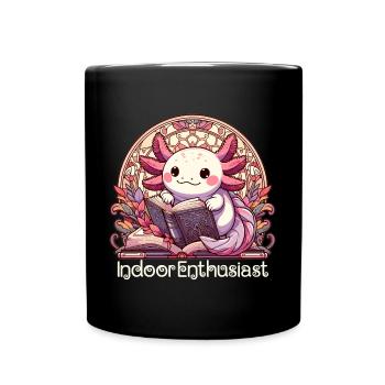 Axolotl Drinnen Enthusiast Buch Bücher Geschenk - Tasse einfarbig - Schwarz - Vorne