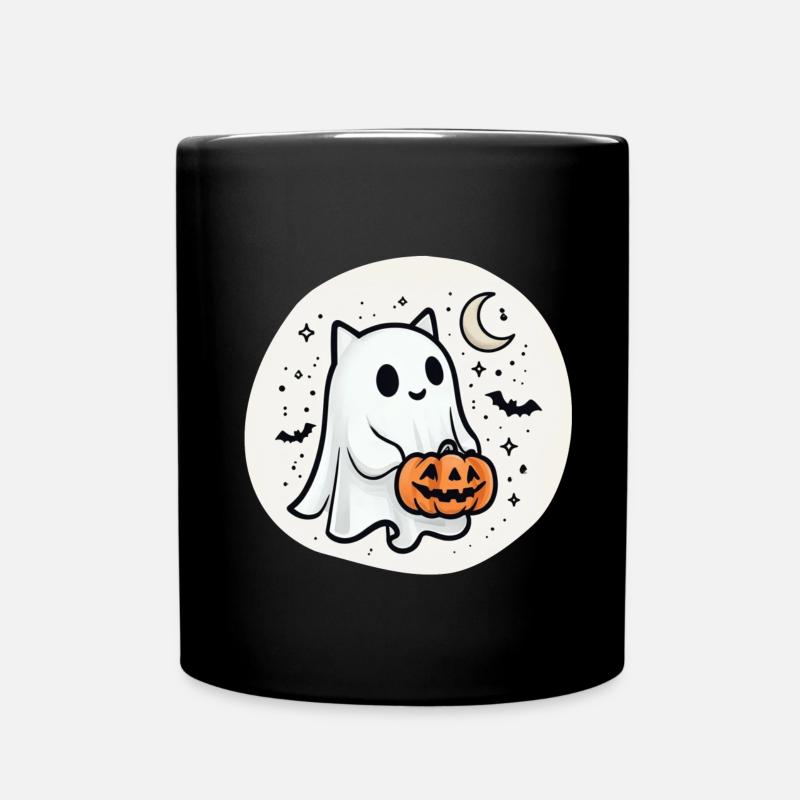 Katze Gespenst Halloween - Funny Spooky Cat - Tasse einfarbig - Schwarz