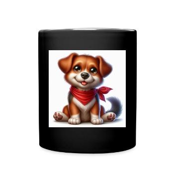 Cuddly dog with red bandana - Full Colour Mug - black - Front