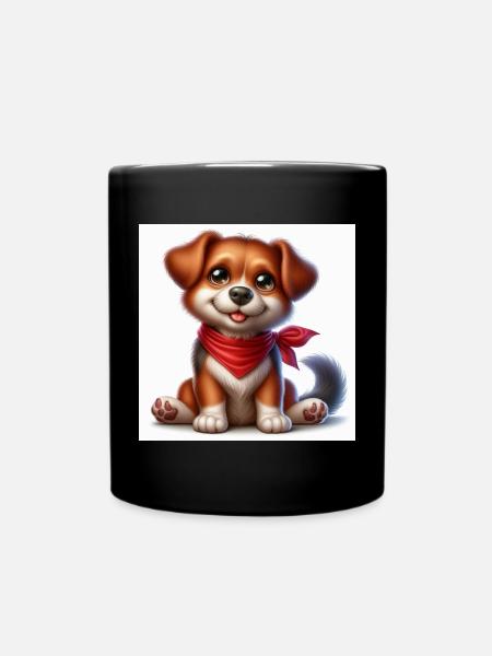 Chien câlin avec bandana rouge - Mug uni - noir