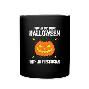 Elektriker Halloween Power Up Gruseliger Kürbis - Tasse einfarbig - Schwarz - Vorne