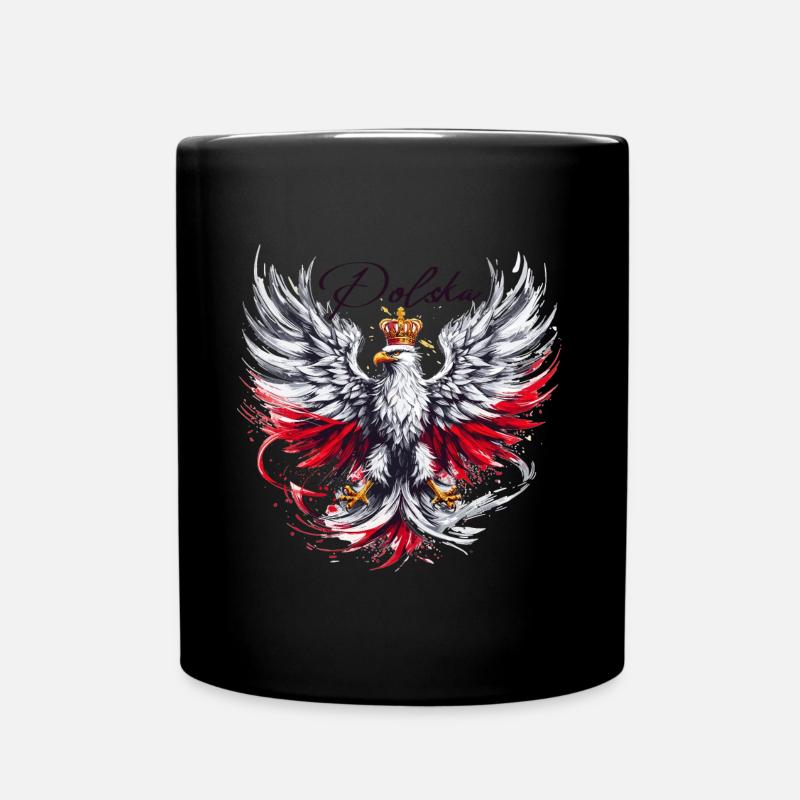 Poland Polska Polish Red White Eagle Golden Crown - Full Colour Mug - black