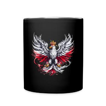 Polen Polska polnisch rot weiß Adler Goldene Krone - Tasse einfarbig - Schwarz - Vorne