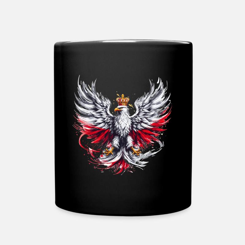Poland Polska Polish Red White Eagle Golden Crown - Full Colour Mug - black