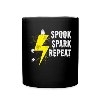 Halloween Electrician Spook Spark Humor Scary - Full Colour Mug - black - Front
