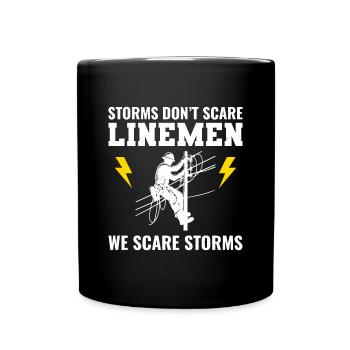 Linemen Storms Fearless Power Grid Electricity - Full Colour Mug - black - Front