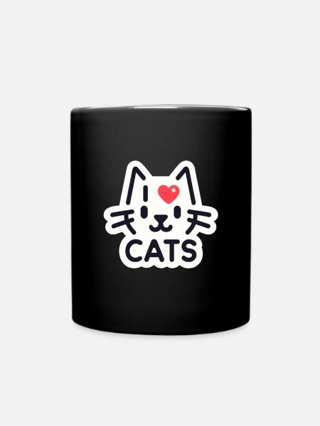 Charming cat love - Full Colour Mug - black