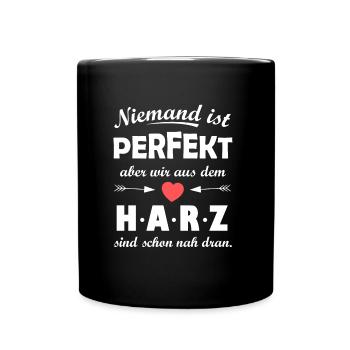 Die Heimat im Harz - Tasse einfarbig - Schwarz - Vorne