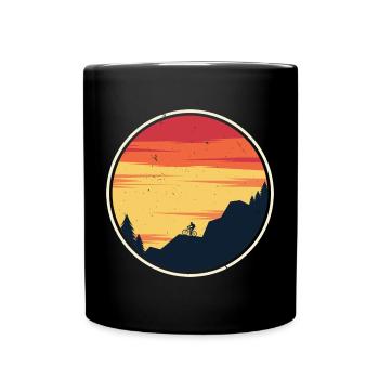 Sunset Mountain Bike Trail Emblem - Full Colour Mug - black - Front