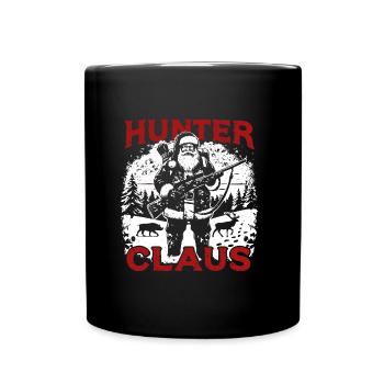 Hunter Claus lustiger Santa Claus als Jäger - Tasse einfarbig - Schwarz - Vorne