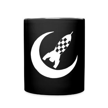 White rocket and half moon - Full Colour Mug - black - Front