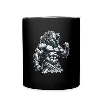 Löwe Motivation Training Fitness Muskeln Geschenk - Tasse einfarbig - Schwarz - Vorne