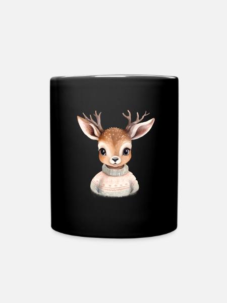 Cerf câlin en pull d’hiver - Mug uni - noir