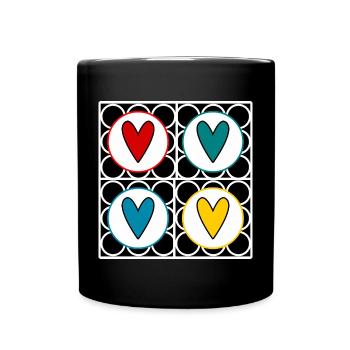 HEART. DAD. MOM. NOEL. CHRISTMAS. Bachelorette party. BEBE. CHILD. - Full Colour Mug - black - Front
