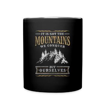 Kletterer Gipfel Bergsport Karabiner - Tasse einfarbig - Schwarz - Vorne