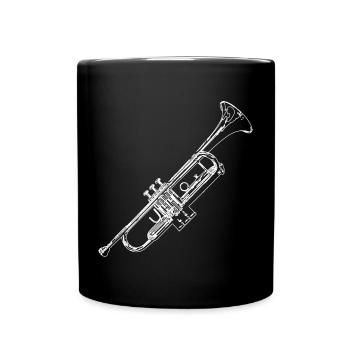 Retro Trompeten Skizze - Tasse einfarbig - Schwarz - Vorne